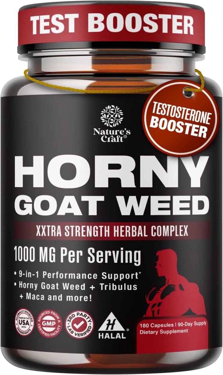 Horny Goat Weed for Men - Extra Strength Male Supplement with Black Maca Root, Tongkat Ali, Saw Palmetto & Panax Ginseng Extract for Stamina & Energy - 180 Count
