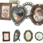 6 Pcs One-Inch Vintage Picture Frame,1"x1.5" Irregular Size Assorted Colors Tiny Metal DIY Photo Frames (Random Colors Random Shapes)