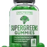 Atlantis Nutrition Supergreens Gummies - Daily Green Superfoods Supplement with Spinach, Broccoli, Moringa, Beet Root, Celery, Green Tea, & Acai for Immunity Support - Natural Raspberry Flavor, 60 cnt