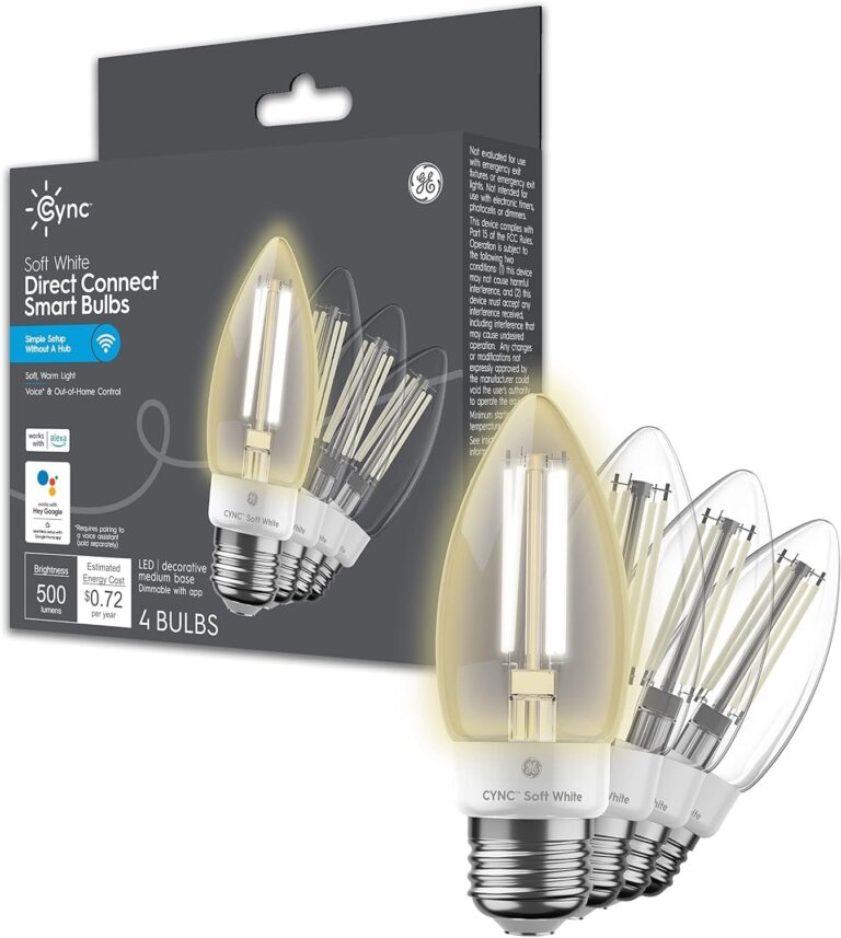 Cync GE Smart LED Light Bulb, B11 Candle Light Bulb  Works with Amazon Alexa & Google Home, 60W Equivalent, Soft White, 2.4GHz WiFi (4-Pack)