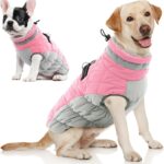 AOFITEE Dog Coat, Warm Dog Winter Coat for Small Dogs, Reflective Turtleneck Dogs Jacket with Harness Built in, Waterproof Windproof Pet Fleece Vest Snow Jacket for Cold Weather, Pink S