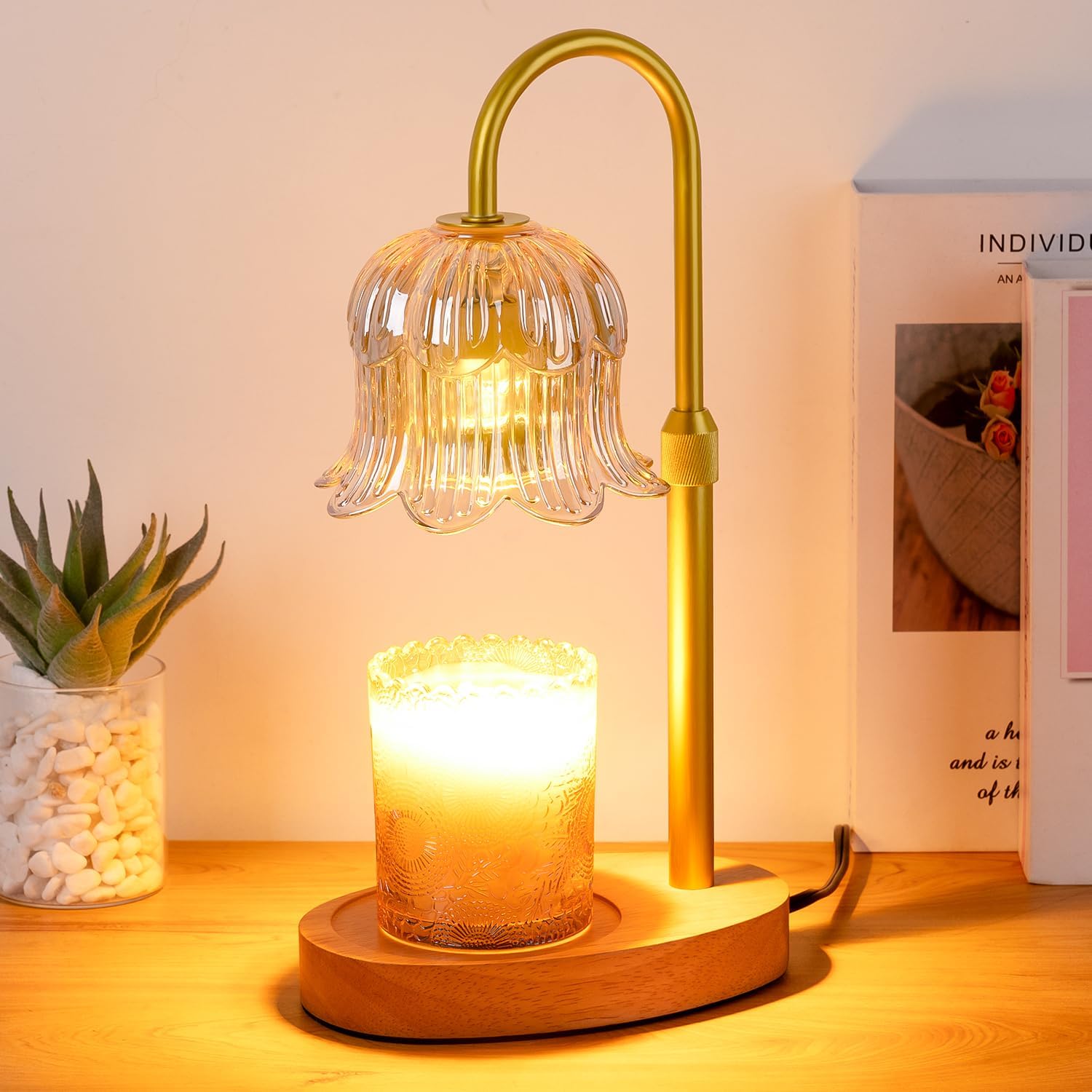 CRMILL Candle Warmer Lamp Electric Timer - Candles Warming Light Height Adjustable Dimmable Warmers Flower Lamps No Flame Heat Warm Melt Wax Jar Modern Home Decor Table Lights for Home Living Bedroom CRMILL Candle Warmer Lamp Electric Timer - Candles Warming Light Height Adjustable Dimmable Warmers Flower Lamps No Flame Heat Warm Melt Wax Jar Modern Home Decor Table Lights for Home Living Bedroom