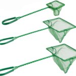 3PCS Aquarium Fish Net Fine Mesh Net Quick Catch Nets Nylon Fishing Nets with Long Plastic Handle for Fish Tank, Green, 3in 4in 6in
