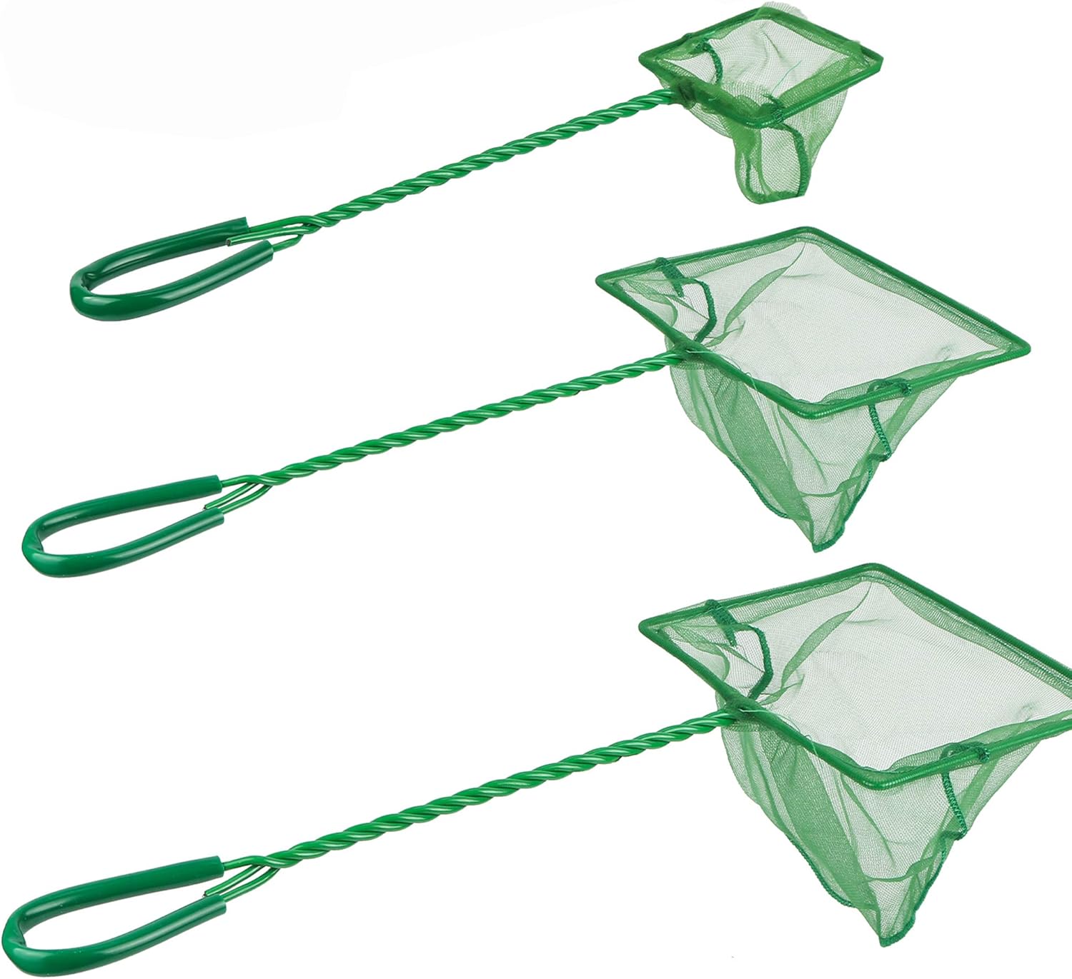 3PCS Aquarium Fish Net Fine Mesh Net Quick Catch Nets Nylon Fishing Nets with Long Plastic Handle for Fish Tank, Green, 3in 4in 6in 3PCS Aquarium Fish Net Fine Mesh Net Quick Catch Nets Nylon Fishing Nets with Long Plastic Handle for Fish Tank, Green, 3in 4in 6in