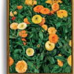 crmotu Vintage Framed Wall Art, Flower Market Aesthetic Art Prints, Botanical Floral Canvas Pictures, Daisy Nature Wall Decor Oil Paintings, Retro Bedroom Kitchen Office Desktop Small Artwork 8x10in