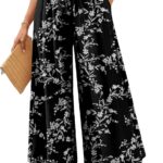 Bestbee Women's Wide Leg Palazzo Pants Dressy Casual Gaucho Pants Elastic Waist with Pockets