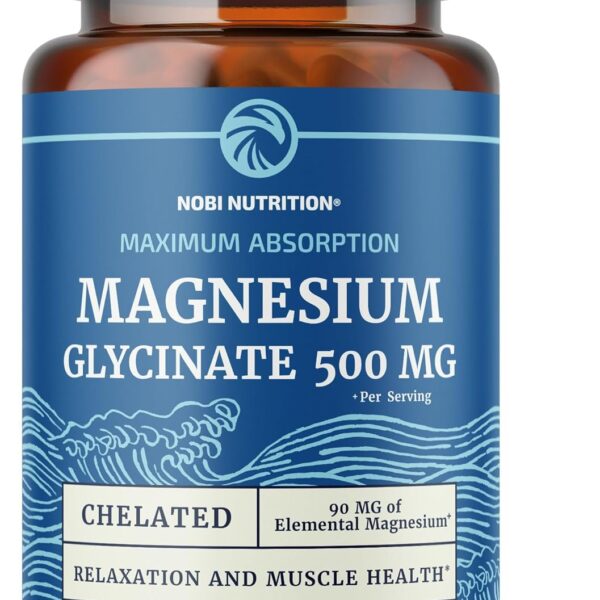 Magnesium Glycinate 500mg | High Absorption | Sleep, Muscle, Bone, Heart Health & Relaxation Support for Women & Men | Chelated Mag Glycinate | Magnesium Supplement | Vegan & Non-GMO | 120 Capsules