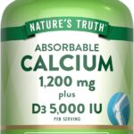 Nature's Truth Calcium 1200mg with Vitamin D3 5000 IU | 60 Softgels | from Calcium Carbonate | Non-GMO & Gluten Free Supplement