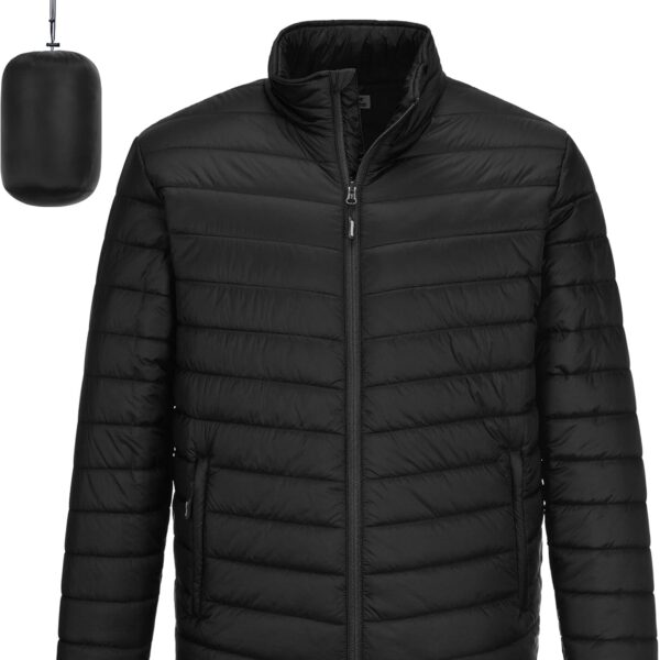 Outdoor Ventures Men's Lightweight Packable Puffer Winter Jacket Insulated Puffy Coat for Snow Ski Hiking Travel
