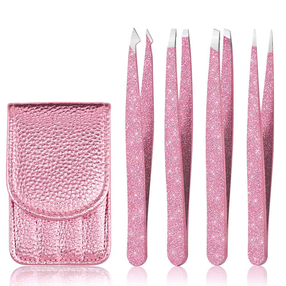 Eyebrow Tweezer Set, 4 Pcs Professional Stainless Steel Tweezers for Women, Precision Tweezer for Facial Hair, Splinter and Ingrown Hair RemovalRose Gold Eyebrow Tweezer Set, 4 Pcs Professional Stainless Steel Tweezers for Women, Precision Tweezer for Facial Hair, Splinter and Ingrown Hair RemovalRose Gold