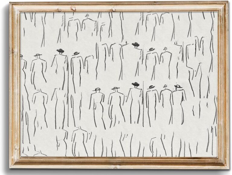uniro Neutral Sketch Art Prints, Vintage Abstract Figure Canvas Art, Minimalist Line Drawing for Gallery Wall Decor (8" x 10" - Unframed)