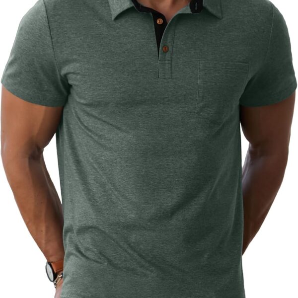 Sailwind Men's Cotton Polo Shirts Short Sleeve Casual Summer Shirts Classic Collared Golf Shirt with Pocket