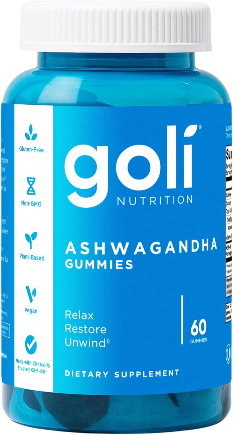Goli Ashwagandha & Vitamin D Gummy - 60 Count - Mixed Berry, KSM-66, Vegan, Plant Based, Non-GMO, Gluten-Free & Gelatin Free Relax. Restore. Unwind, Pack of 1 Goli Ashwagandha & Vitamin D Gummy - 60 Count - Mixed Berry, KSM-66, Vegan, Plant Based, Non-GMO, Gluten-Free & Gelatin Free Relax. Restore. Unwind, Pack of 1