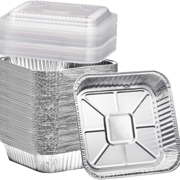 Findful (35 Pack) 8x8 Aluminum Pans with Clear Plastic Lids - Square Baking Cake Pans - Foil Pans with Lids - Disposable Food Containers Great for Cooking, Heating, Storing, Prepping Food