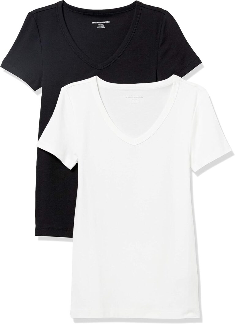 Amazon Essentials Women's Slim-Fit Short-Sleeve V-Neck T-Shirt