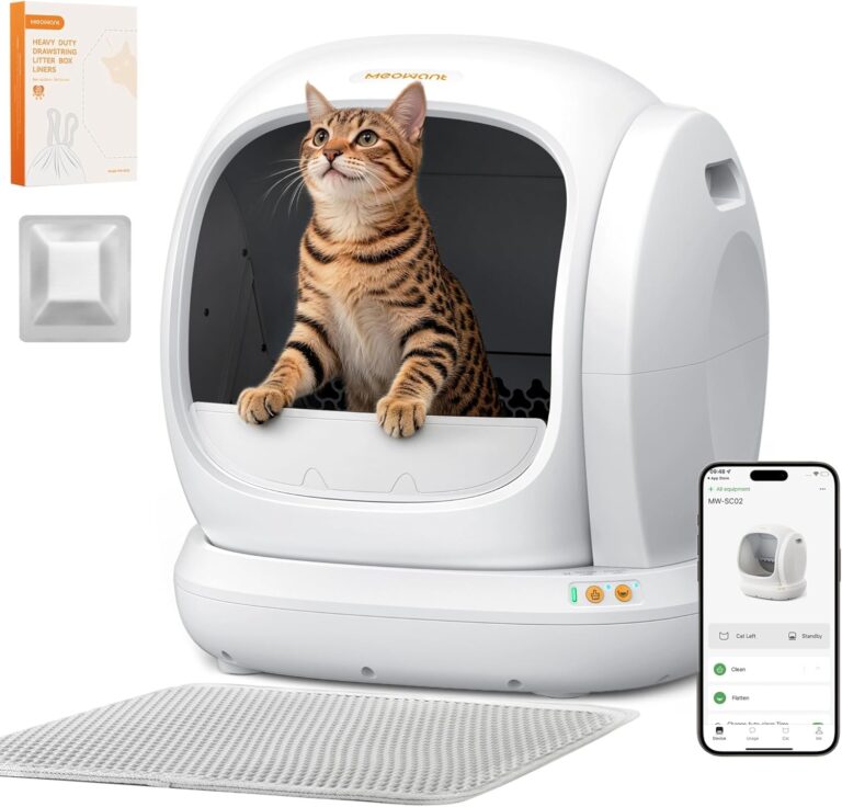 Meowant Self Cleaning Cat Litter Box, 75L Extra Large Open-Top Automatic Litter Box with Safety Protection, App Control, Odor-Free for Multiple Cats