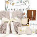 Gifts for Women, Get Well Soon Gifts for Women, Sympathy Care Baskets, Thinking of You Care Package, Self Care Gifts, After Surgery Feel Better Gifts Blanket (Khaki)