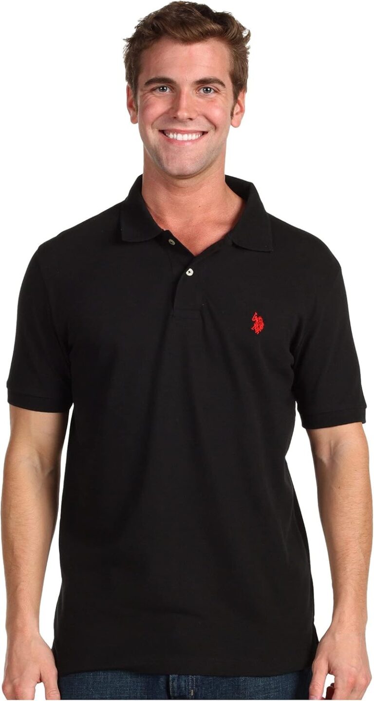 U.S. Polo Assn. Men's Classic Polo Shirt, Two-Button Closure Pique Polo Shirt, Summer Fashion Golf Shirt