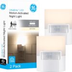 GE LED Motion Sensor Night Light, Plug into wall, 40 Lumens, Soft White, UL-Certified, Energy Efficient, Ideal Nightlight for Bedroom, Bathroom, Kitchen, Hallway, 46632, White, 2 Pack