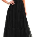 PRETTYGARDEN Women's Smocked Midi Tulle Dress 2026 Summer Puffy Short Sleeve Square Neck Ruffle Wedding Guest Party Dresses