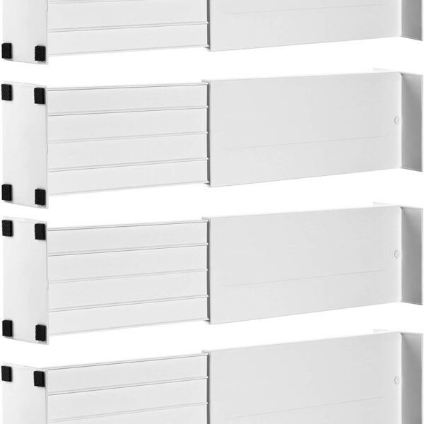 Dial Industries Adjustable Dresser Drawer Clothes Organizer Dividers, Set of 4, 4.5" Deep