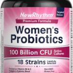 NewRhythm Probiotics for Women, P-5-P, Vitamin C & Organic Cranberry, 100 Billion CFU 18 Strains, Prebiotics & Vaginal Probiotics for Digestive Health & PH Balance, 60 Capsules, No Dairy