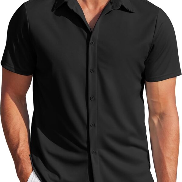 COOFANDY Mens Casual Wrinkle Free Shirts Short Sleeve Button Down Summer Stretch Dress Shirt