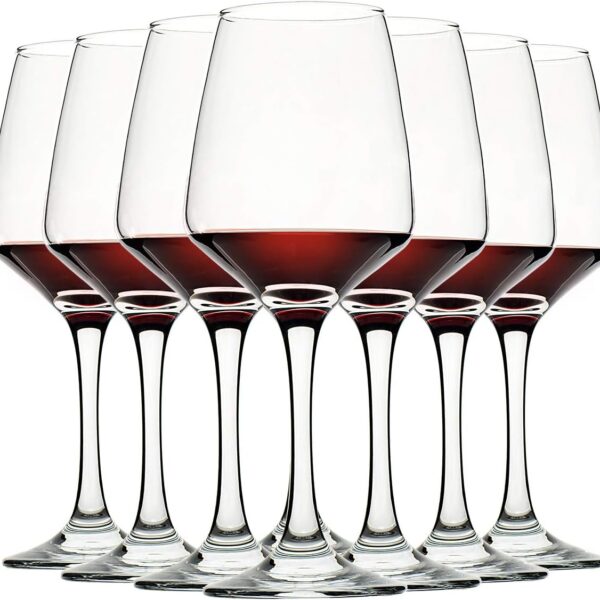 C CREST Wine Glasses Set of 8, 12oz, Lead-free, Clear, Durable Glassware