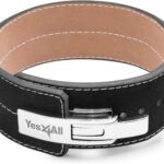 Yes4All 100% Leather Premium Weightlifting Belt/Genuine Leather/ 2in1 Dip Belt With Chain/Self-locking Belt, Robust Alloy Steel Buckle 10mm Thick For Heavy Lifting, Squats, Deadlifts, and More