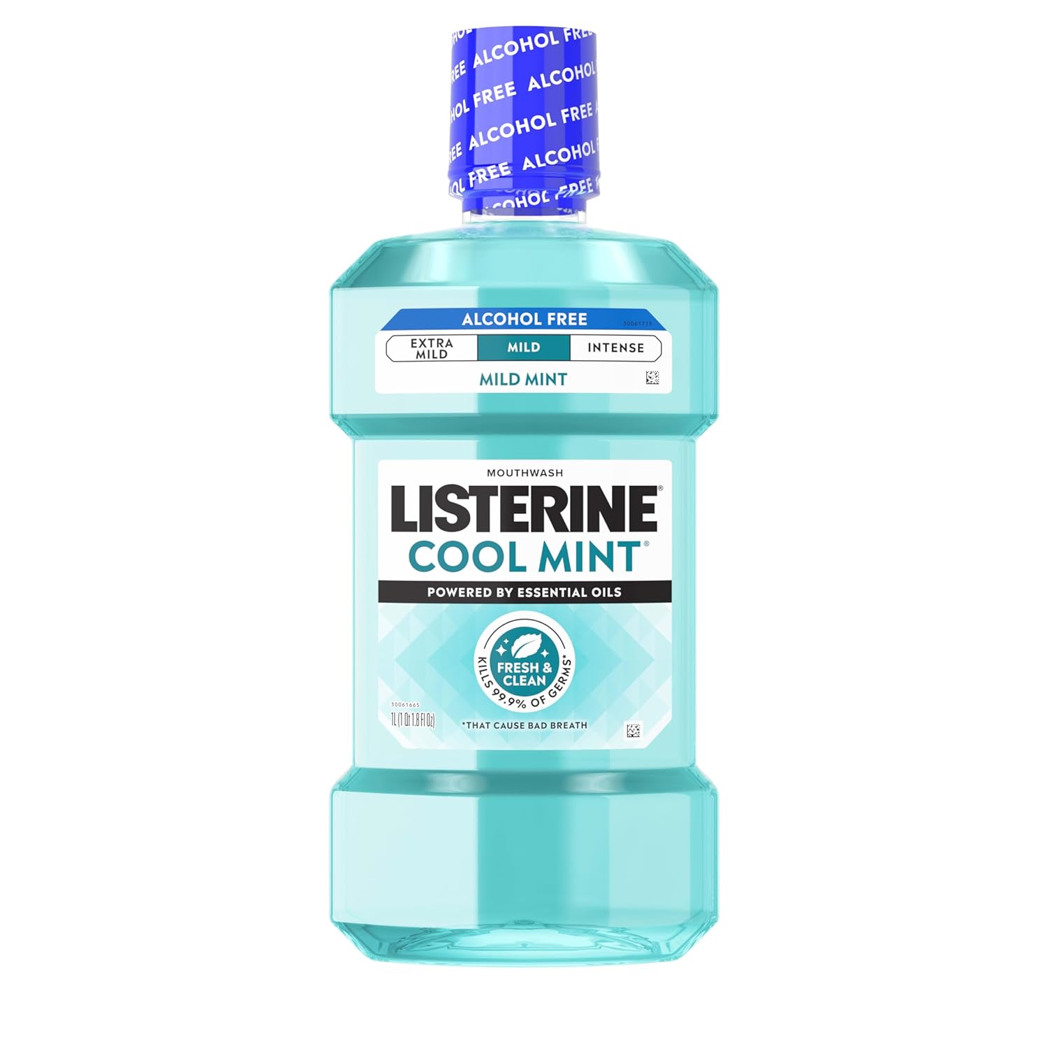 Listerine Cool Mint Alcohol-Free Mild Mouthwash, Oral Rinse Kills 99.9% of Germs That Cause Bad Breath, Less Intense Taste, Mild Mint Flavor, 1 L Listerine Cool Mint Alcohol-Free Mild Mouthwash, Oral Rinse Kills 99.9% of Germs That Cause Bad Breath, Less Intense Taste, Mild Mint Flavor, 1 L