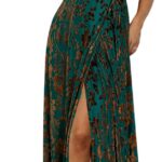 BerryGo Women's Velvet V Neck Wrap Fall Maxi Dress Formal Bell Sleeve Bridesmaid Cocktail Party Long Dresses
