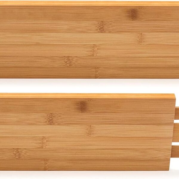 Lipper International 8897 Bamboo Wood Custom Fit Adjustable Deep Kitchen Drawer Dividers, Set of 2