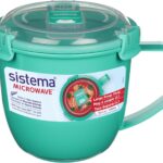 Sistema Microwaveable 900mL Soup Mug, Large Microwave Food Container with Steam-Release Vent, Dishwasher & Freezer-Safe, BPA-Free, Color May Vary