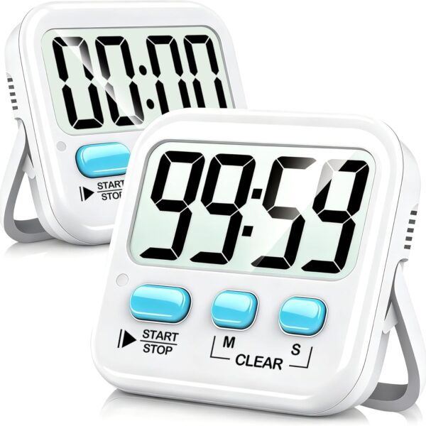 Antonki 2 Pack Digital Timer for Kids, Magnetic Countdown Kitchen Timers for Cooking, Egg, Classroom, Teacher, Exercise, Study, Oven - Battery Included