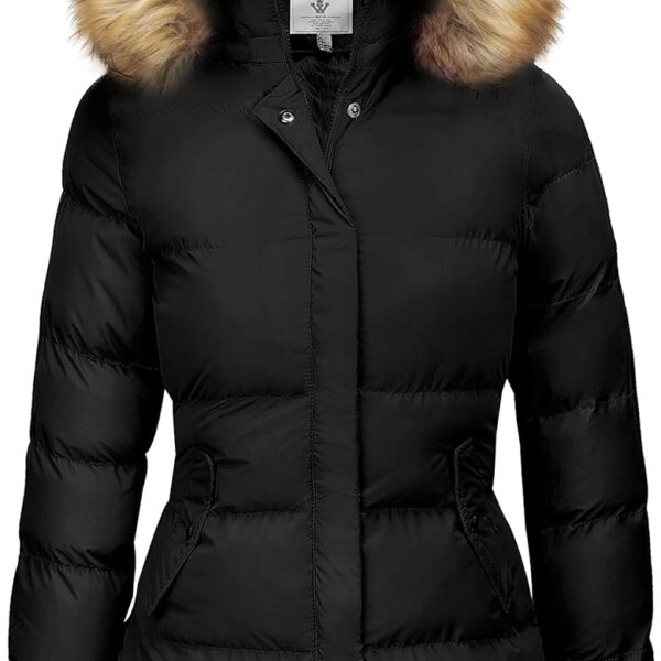 WenVen Women's Winter Thicken Puffer Coat Warm Jacket with Faux Fur Removable Hood