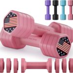 Zempox Adjustable Dumbbell Set of 2, 4 in 1 Hand Weights for Women at Home, 5 lb Weights Dumbbells set of 2, Each 2lb 3lb 4lb 5lb with TPU Soft Rubber Handle for Home Gym Exercise Training