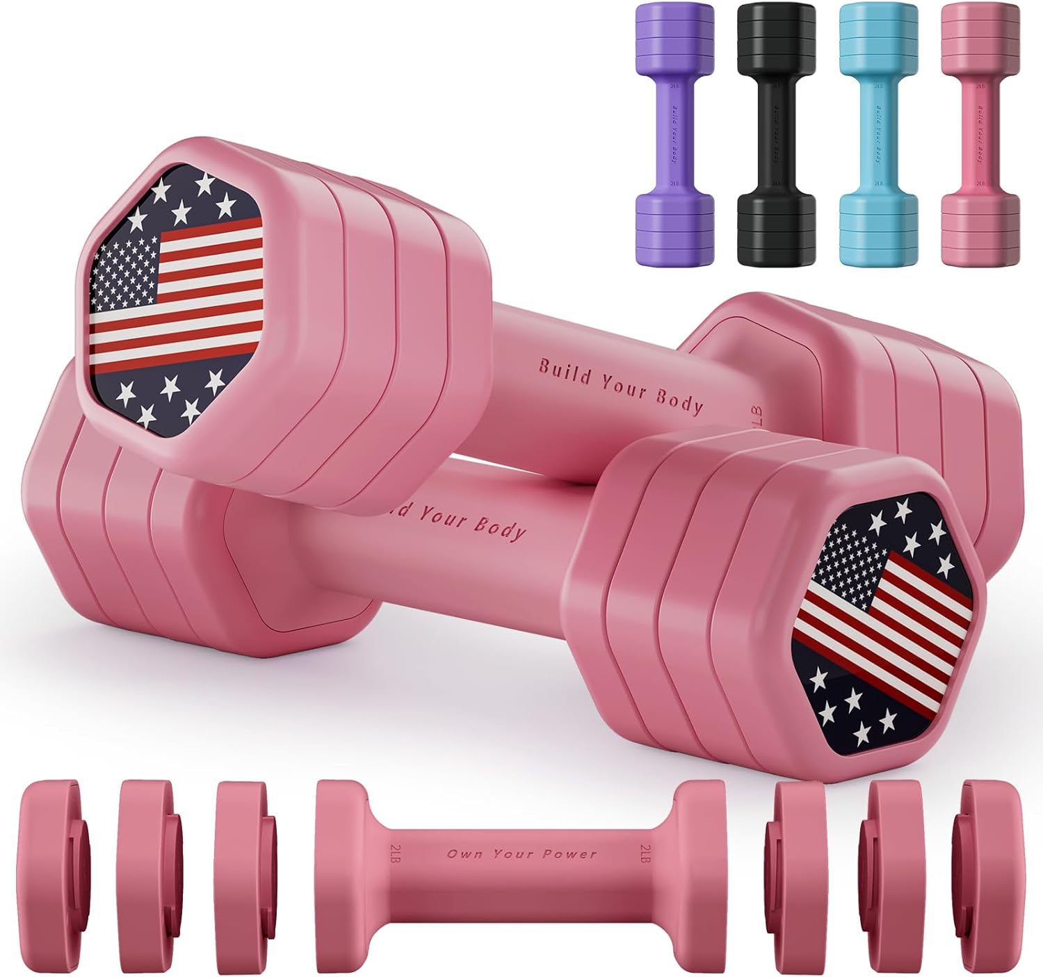 Zempox Adjustable Dumbbell Set of 2, 4 in 1 Hand Weights for Women at Home, 5 lb Weights Dumbbells set of 2, Each 2lb 3lb 4lb 5lb with TPU Soft Rubber Handle for Home Gym Exercise Training Zempox Adjustable Dumbbell Set of 2, 4 in 1 Hand Weights for Women at Home, 5 lb Weights Dumbbells set of 2, Each 2lb 3lb 4lb 5lb with TPU Soft Rubber Handle for Home Gym Exercise Training