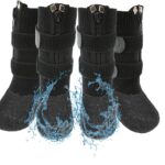 VALFRID Waterproof Grip Dog Shoes,Anti-Slip Dog Socks Boots,Zipper Dogs Booties Paw Protectors for Hardwood Floor,Indoor and Outdoor for Small Medium Large Dogs Black