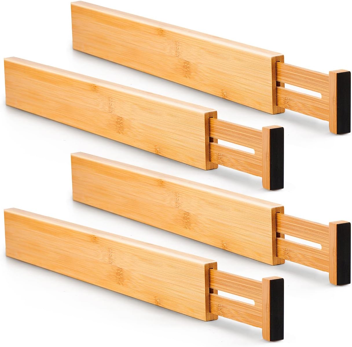 Utoplike 4 pcs Bamboo Kitchen Drawer Dividers Large, Adjustable Drawer Organizers, Spring Loaded, Expandable Organization Works in Kitchen, Dresser, Bathroom, Bedroom, Drawer, Desk Utoplike 4 pcs Bamboo Kitchen Drawer Dividers Large, Adjustable Drawer Organizers, Spring Loaded, Expandable Organization Works in Kitchen, Dresser, Bathroom, Bedroom, Drawer, Desk