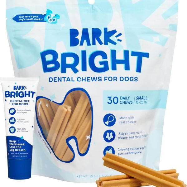 Barkbox Bright Original Dog Dental Kit, 30 Teeth Cleaning Chew Sticks & Toothpaste - Small Breeds