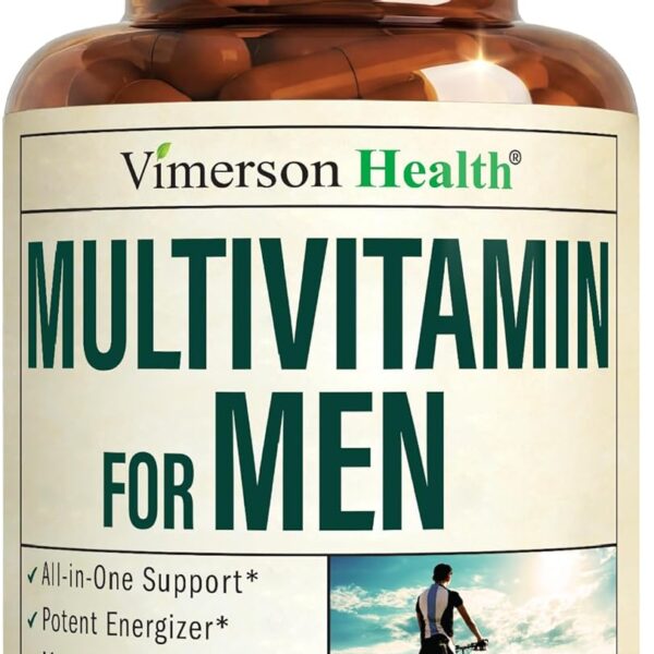 Vimerson Health Multivitamin for Men: Vitamins, Minerals and Bioavailable D3 for Focus and Energy Support  Daily Mens Multivitamins and Multiminerals  60 Liquid Capsules