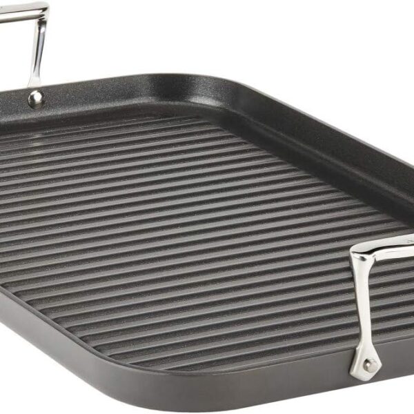 All-Clad HA1 Hard Anodized Nonstick Grill/Griddle Pan 13x20 Inch Oven Broiler Safe 500F Pots and Pans, Cookware Black