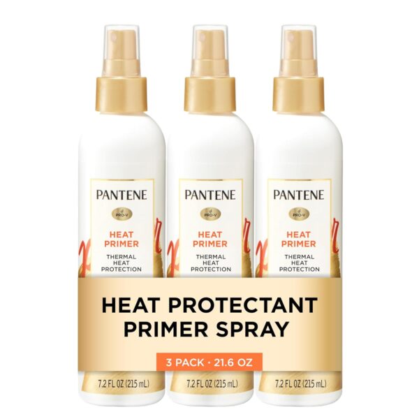 Pantene Pro-V Heat Protectant Spray, Thermal Heat Primer for Hair, Pack of 3, 21.6 oz total