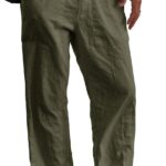 Gafeng Mens Linen Pants Yoga Beach Loose Fit Casual Elastic Waist Drawstring Summer Harem Baggy Trousers with Pockets