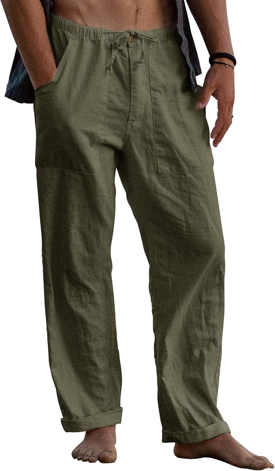 Gafeng Mens Linen Pants Yoga Beach Loose Fit Casual Elastic Waist Drawstring Summer Harem Baggy Trousers with Pockets Gafeng Mens Linen Pants Yoga Beach Loose Fit Casual Elastic Waist Drawstring Summer Harem Baggy Trousers with Pockets