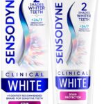 Sensodyne Clinical White Toothpaste Clinically Proven Whitening for Sensitive Teeth, Stain Protector, 3.4 oz
