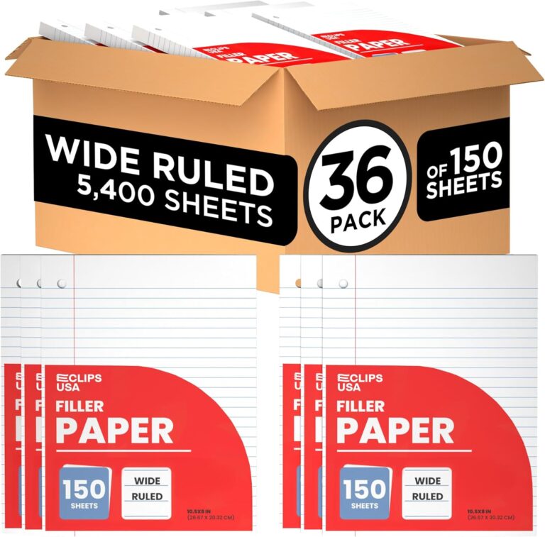 Wide Ruled Loose Leaf Paper Wide Ruled Notebook Paper Lined Writing Filler Paper 10.5 x 8 56 gsm 5400 Sheets 150 Sheet Per Pack (36 Pack)