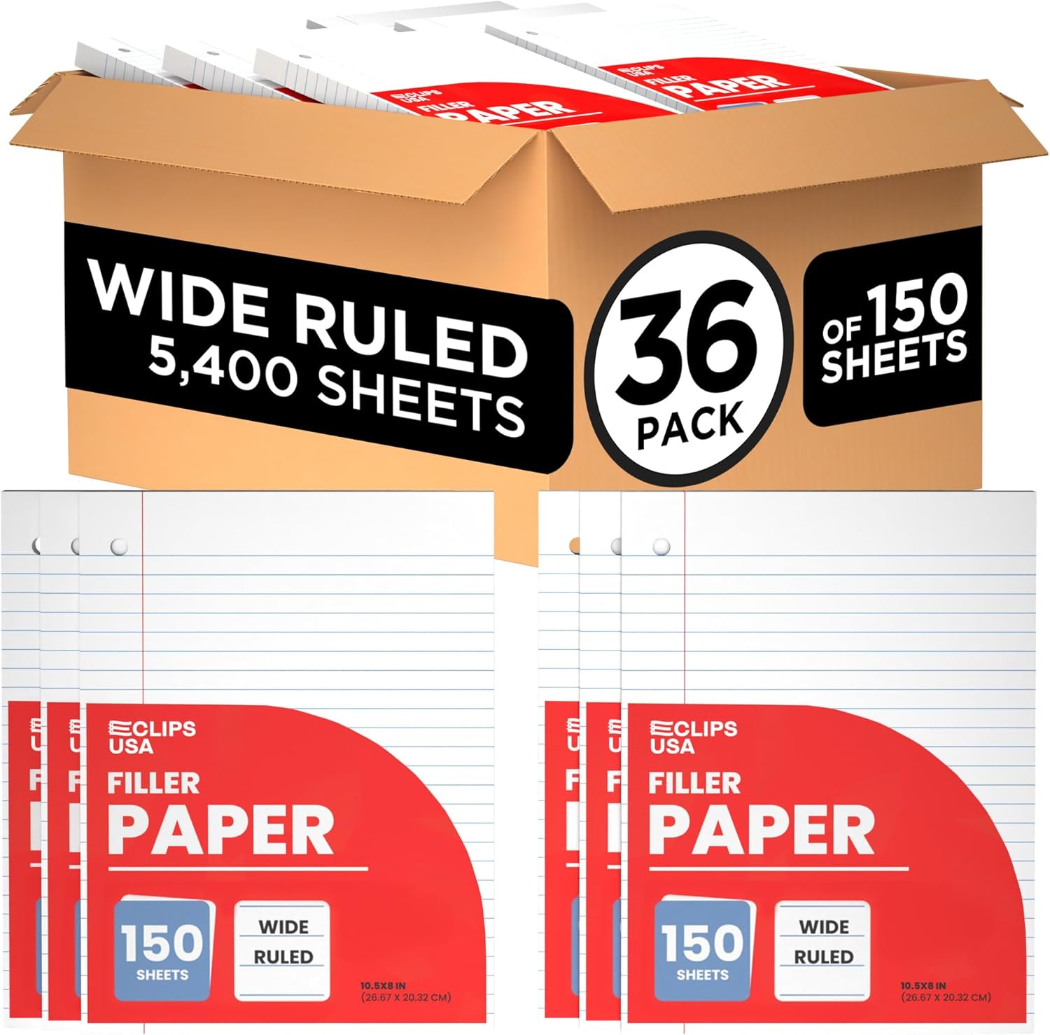 Wide Ruled Loose Leaf Paper Wide Ruled Notebook Paper Lined Writing Filler Paper 10.5 x 8 56 gsm 5400 Sheets 150 Sheet Per Pack (36 Pack) Wide Ruled Loose Leaf Paper Wide Ruled Notebook Paper Lined Writing Filler Paper 10.5 x 8 56 gsm 5400 Sheets 150 Sheet Per Pack (36 Pack)