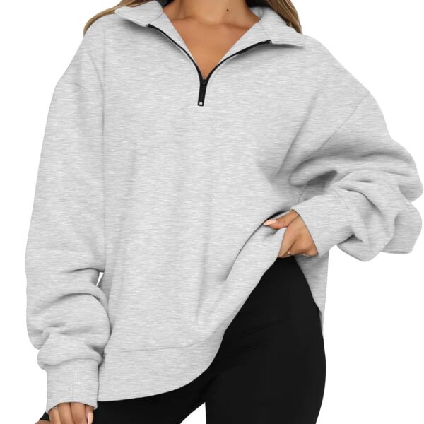 Trendy Queen Women's Oversized Half Zip Fleece Sweatshirts-Cozy Pullover, Drop Shoulder for Fall Winter