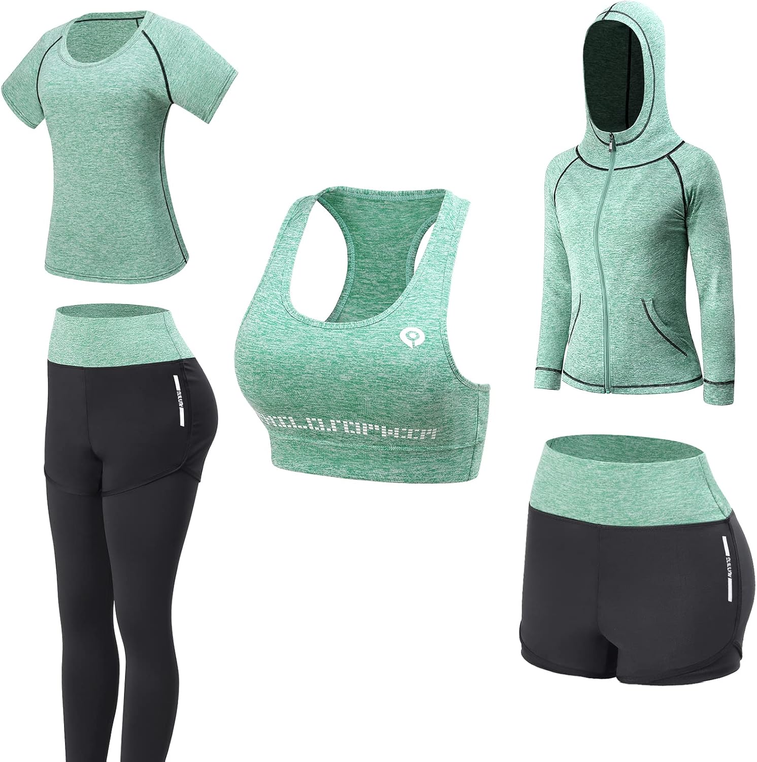 Women Workout Clothes Set 5 PCS Exercise Athletic Outfits Set Women Workout Clothes Set 5 PCS Exercise Athletic Outfits Set